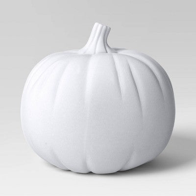 Plastic Halloween Flocked Decor White Pumpkin - Hyde & EEK! Boutique : Indoor Sculpture, No Battery Required