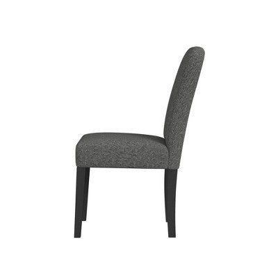 Set of 2 Rounded Back Upholstered Dining Chairs Black - HomePop (LOCAL PICKUP ONLY)