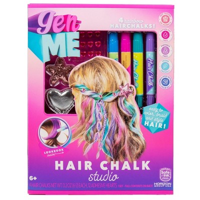 GenMe Rainbow Hair Chalk Studio: Styling Set with Gemstones & Fashion Clip for All Hair Types