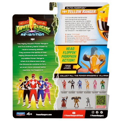Mighty Morphin Power Rangers Re-Ignition Auto-Morphin 6" Yellow Ranger Action Figure with Power Daggers Weapons