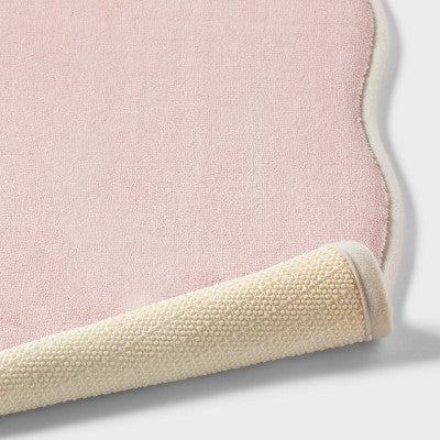 Scalloped Machine Washable Cushion Foam Bath Rug Pink - Room Essentials