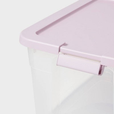 66qt Clear Latching Storage Box Lavender Splash - Brightroom