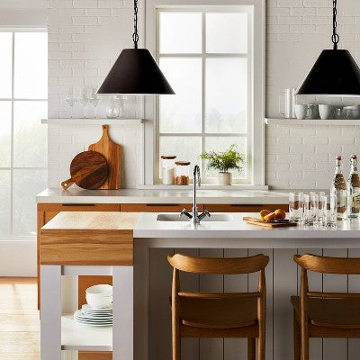 Small Metal Pendant Ceiling Light Black - Threshold designed with Studio McGee: Cone Shade, UL Listed, 72" Chain