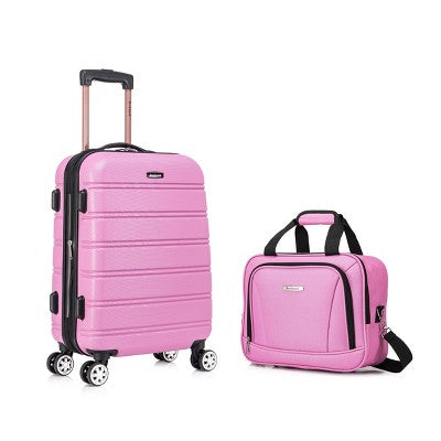 Rockland Melbourne Hardside Expandable Spinner Luggage Carry On Suitcase - Pink