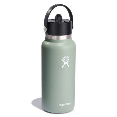 Hydro Flask 32oz Wide Mouth Flex Straw Bottle - Agave: Vacuum-Insulated, BPA-Free
