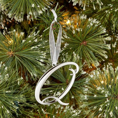 Metal Monogram Christmas Tree Ornament Letter Q Silver - Wondershop: Indoor Use, No Battery Required