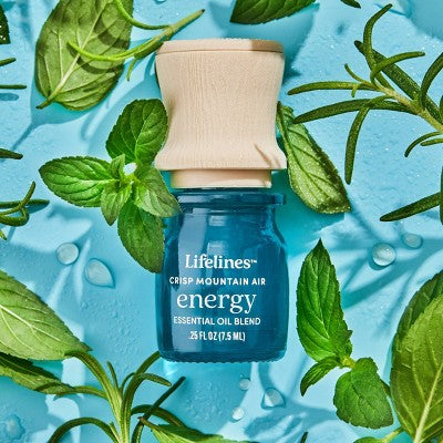 Essential Oil Blend - Crisp Mountain Air: Energy - Lifelines: Aromatherapy with Peppermint & Rosemary, 0.25 Net Wt