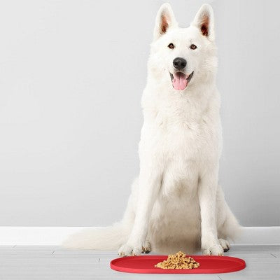 DogBuddy Oval Dog Food Mat, Large, Red 24x14
