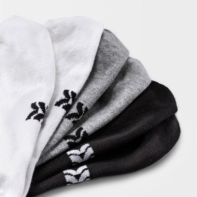 Women's Lightweight Active Mesh 6pk No Show Socks - All In Motion White/Heather Gray/Black 4-10: Moisture Wicking, Arch Support
