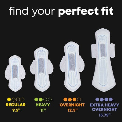 U by Kotex Balance Ultra Thin Extra Heavy Overnight Pads with Wings - Unscented - 90ct
