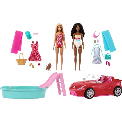 Barbie Playset with 2 Fashion Dolls, Convertible Toy Car & Pool (LOCAL PICKUP ONLY)