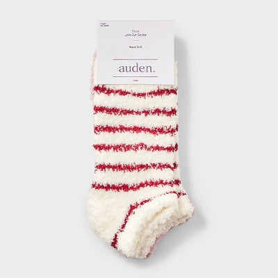Women's 2pk Striped Chenille Cozy Socks - Auden Raspberry/Rose Pink 4-10
