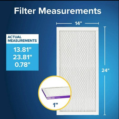 Filtrete 14x24x1 Allergen Bacteria and Virus Air Filter 1500 MPR: Electrostatic Furnace Filter, MERV 12, 3-Month Use (LOCAL PICKUP ONLY)