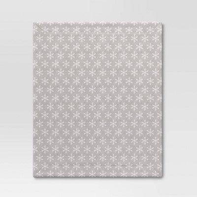 Snowflake Printed Plush with Faux Shearling Reverse Throw Blanket Gray/Ivory - Threshold