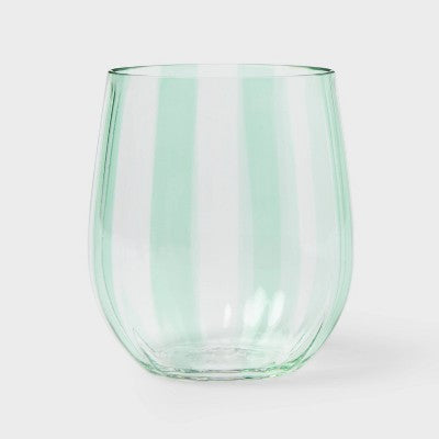 4pk 14 fl oz Striped Stemless Wine Glasses - Sun Squad