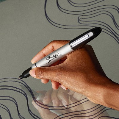 Sharpie 5ct Permanent Markers Fine Tip Stainless Steel Case Black Ink: Art & Office Supplies, Fine Point, Ages 3+