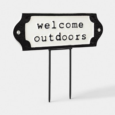 Metal "Welcome Outdoors" Garden Sign - Threshold