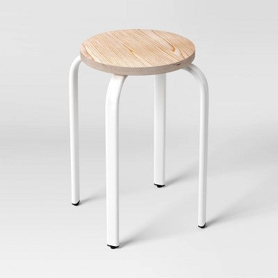 2pk Plywood with Metal Base Stacking Stool White - Room Essentials (LOCAL PICKUP ONLY)