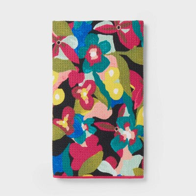 Waffle Abstract Floral Hand Towel Berry - Room Essentials