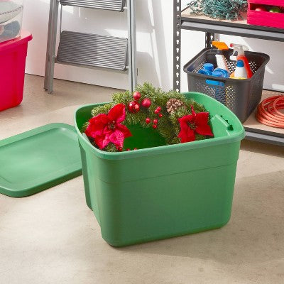 18gal NonLatching Christmas Tote Green - Brightroom (LOCAL PICKUP ONLY)