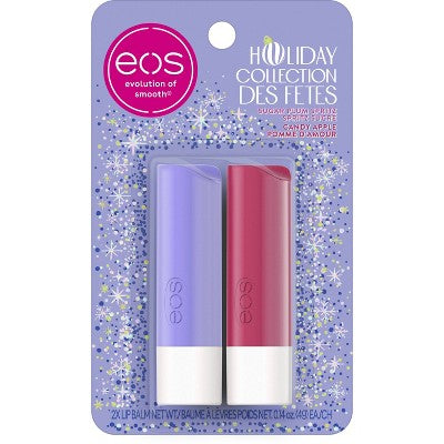 eos Holiday Lip Balm - Sugar Plum Spritz & Candy Apple - 0.28oz/2pk: Moisturizing, Stick, 2-Pack