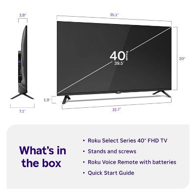 Roku 40" Select Series 1080p Full HD Smart Roku TV with Voice Remote Streaming Live Local News, Sports, & Movies (LOCAL PICKUP ONLY)