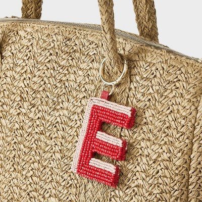 Beaded Monogram Letter E Bag Charm - A New Day Red