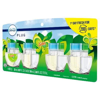 Febreze Plug Quadruple Air Freshener Refill - Gain Original - 3.48 fl oz/4pk