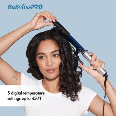 BaBylissPRO Nano Titanium Extended Barrel Curling Iron - Blue - 1"
