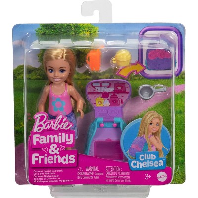 Barbie Family and Friends Chelsea Cupcake Baking Backpack 6" Doll + Accessories