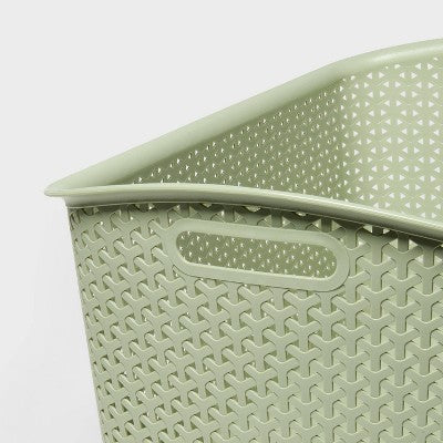 Y-Weave XL Curved Decorative Storage Basket Green - Brightroom