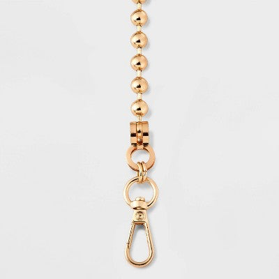 Ball Chain Shoulder Handbag Strap - A New Day Gold: Purse Chain Accessory, Lobster Claw Clasp, Iron & Zinc Alloy, 33.5" Length