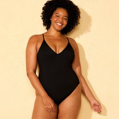 Women's Long Torso Ribbed Cheeky One Piece Swimsuit S