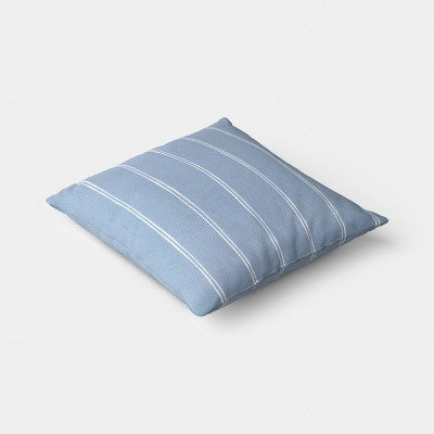 2pk Square Cotton Woven Stripe Throw Pillows Blue/Ivory - Threshold