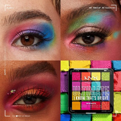 NYX Professional Makeup Ultimate Eyeshadow Palette - I Know That's Bright - 0.32 oz: Pressed Powder, Medium Tones, Brightening