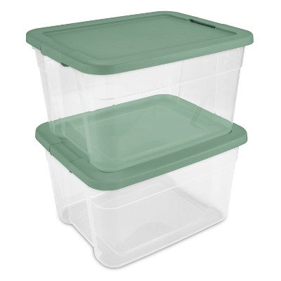66qt Latching Storage Box Versatile Green Lid and Latch Clear - Brightroom (LOCAL PICKUP ONLY)