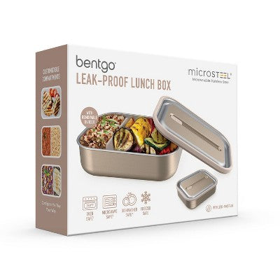 Bentgo MircoSteel Leak-Proof Stainless Steel Lunch Box with Removable Divider Gold