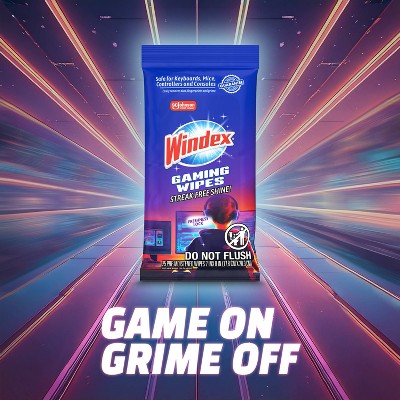Windex Original Gaming All-Purpose Cleaners Wipes - 25ct: Resealable Bag, Streak-Free Surface, Removes Dust, Multi-Surface