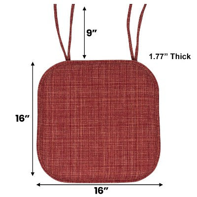 Aria Memory Foam Non-Slip Chair Cushion Pad with Ties, Burgundy, 2 Pack