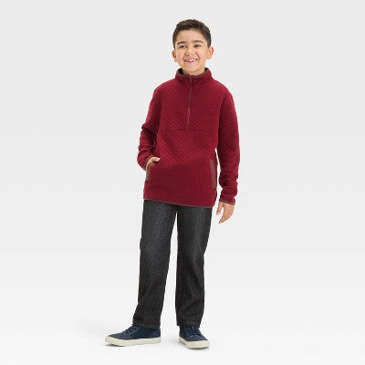 Boys' Quilted Mock Neck Pullover Sweatshirt M