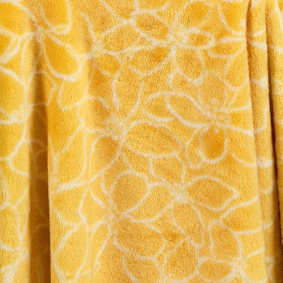 Floral Printed Plush Throw Blanket Yellow - Room Essentials