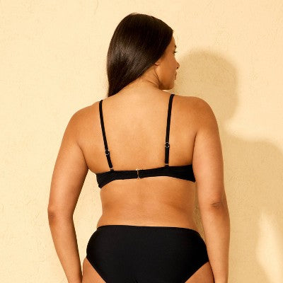 Women's Shaping Square Neck Bralette Bikini Top - Shade & Shore Black L