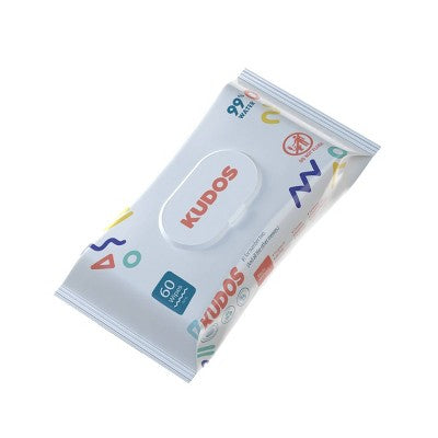 Kudos Skin-Loving Baby Wipes - 99% Water, Plastic-Free & Unscented - 180ct/3pk