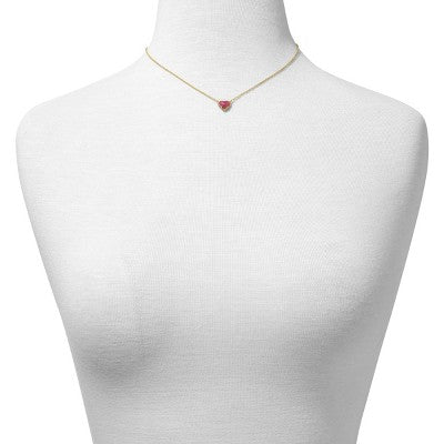 Kendra Scott Valentine's Day Anna Pendant Necklace - Fuchsia Opaque: 14K Gold Over Brass, Lobster Claw Clasp