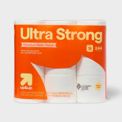 Premium Ultra Strong Toilet Paper - 18 Rolls - up&up