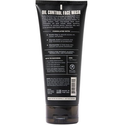 Duke Cannon Oil Control Face Wash - Shine-Reducing Facial Cleanser for Men - 6 fl. Oz: Aloe & Green Tea Formula