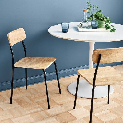 Set of 2 Wood with Metal Base Dining Chair Natural - Room Essentials (LOCAL PICKUP ONLY)