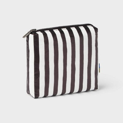 Water Resistant Pouch Toiletry Kits and Bags - Open Story Black/White Stripe