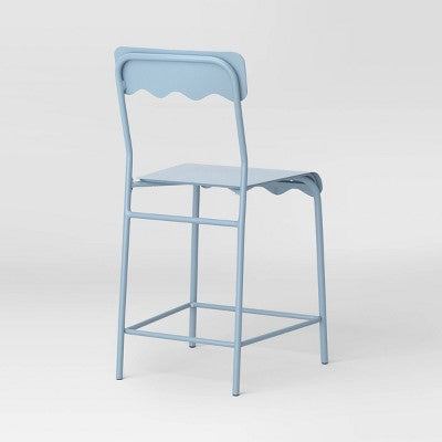 Set of 2 24" Wavy Metal Counter Height Barstool with Footrest Blue - Room Essentials (LOCAL PICKUP ONLY)