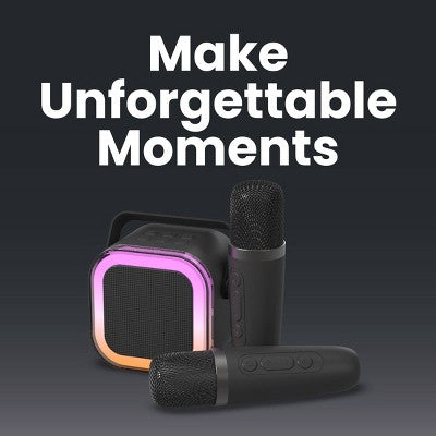 GEMS Portable Karaoke Speaker with Microphones - Black